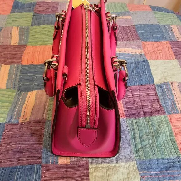 Michael Kors Marilyn Leather Satchel, Cerise, NWT - Picture 4 of 7